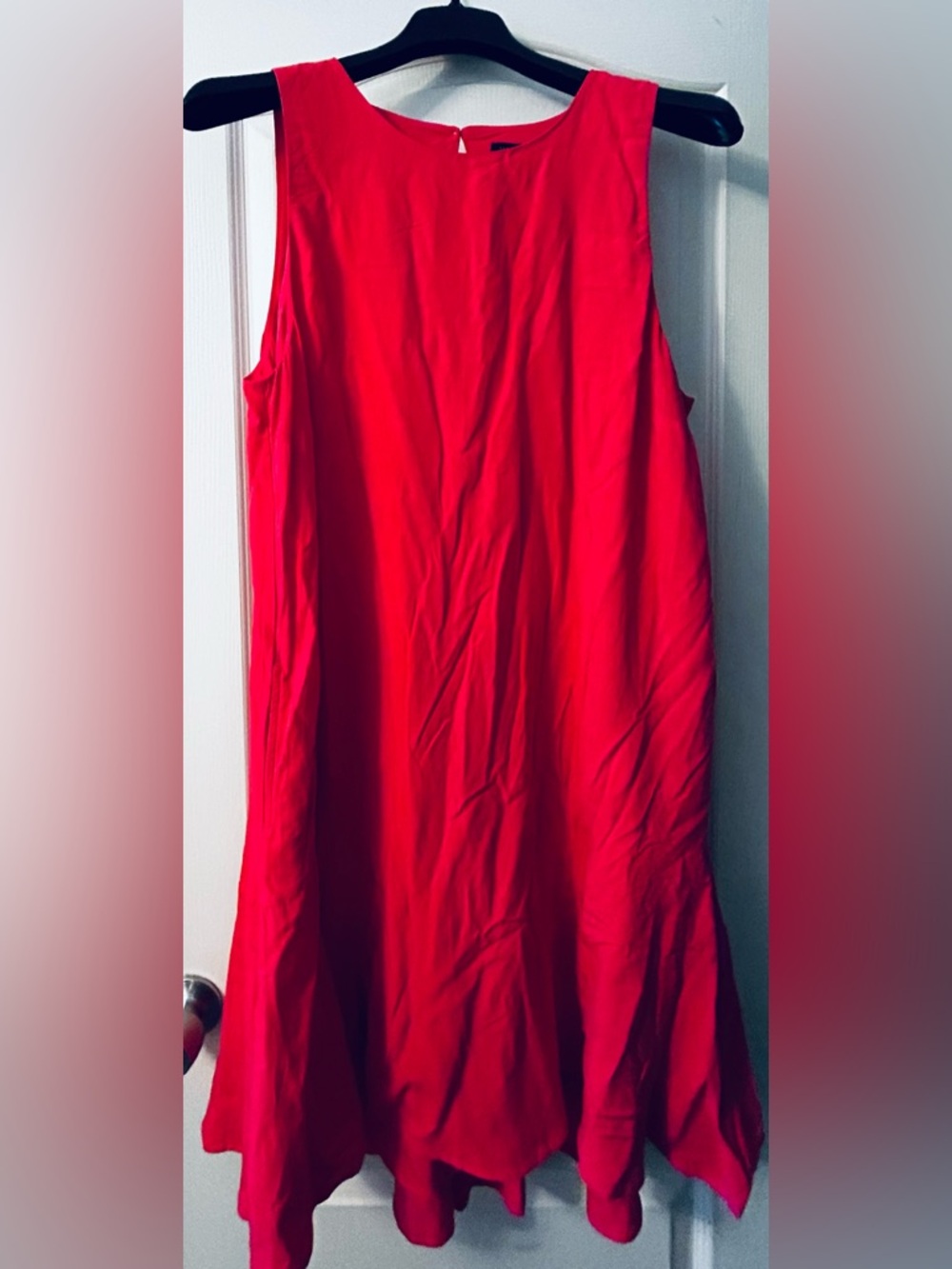 Ann Taylor Fiery Coral Sleeveless A-Line Hi-Low Flutter Hem Dress - NEW